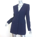 Vintage Hermes Longline Blazer Navy Wool Size 38 Three-Button Jacket