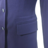 Vintage Hermes Longline Blazer Navy Wool Size 38 Three-Button Jacket