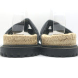 Christian Dior Cannage DTwist Espadrille Slide Sandals Black Leather Size 36