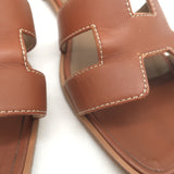 Hermes Oran Slide Sandals Brown Leather Size 38
