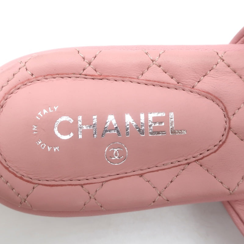 Chanel 2018 Camellia Double Strap Slide Sandals Light Pink Leather Size 38C