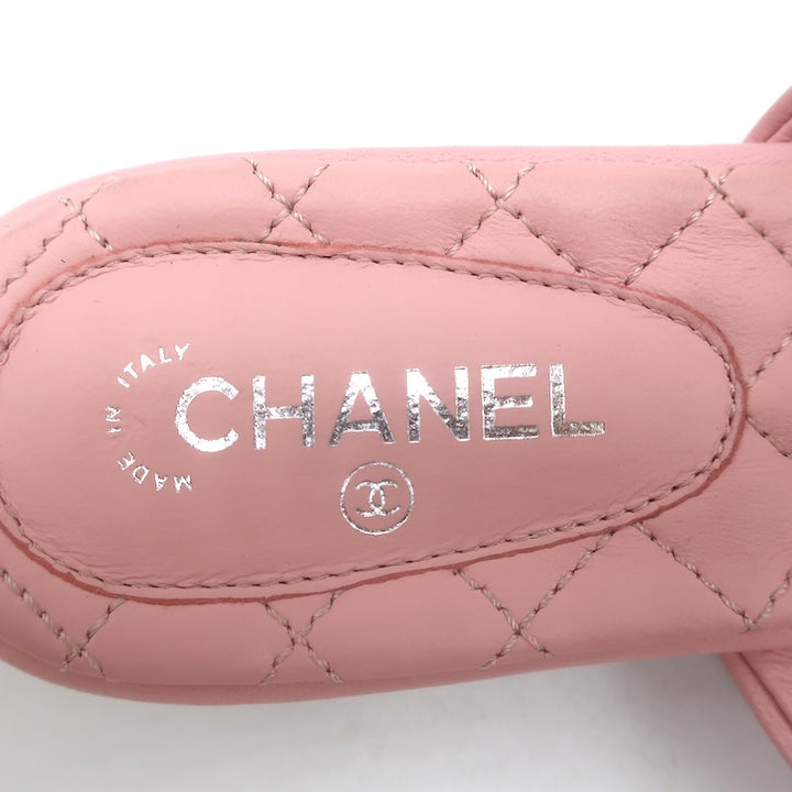 Chanel 2018 Camellia Double Strap Slide Sandals Light Pink Leather Size 38C