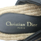 Christian Dior Cannage DTwist Espadrille Slide Sandals Black Leather Size 36