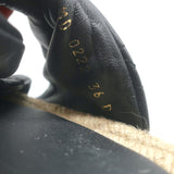 Christian Dior Cannage DTwist Espadrille Slide Sandals Black Leather Size 36