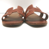 Hermes Oran Slide Sandals Brown Leather Size 38
