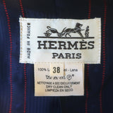 Vintage Hermes Longline Blazer Navy Wool Size 38 Three-Button Jacket