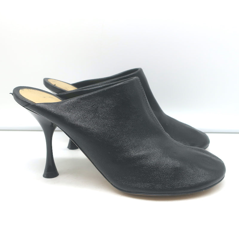 Bottega Veneta Dot Sock Mules Black Leather Size 36