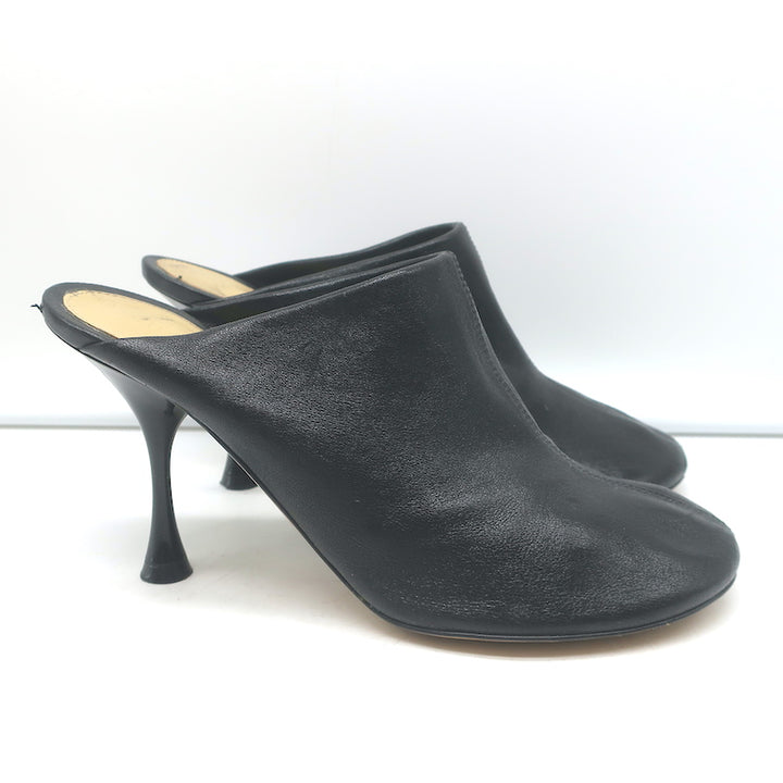 Bottega Veneta Dot Sock Mules Black Leather Size 36