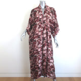Stevie Howell Printed Silk Kimono Robe Burgundy/Light Pink One Size