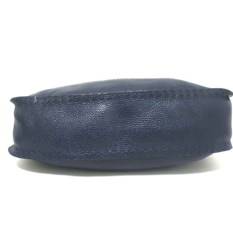Fendi Selleria Hobo Navy Grained Leather Large Shoulder Bag