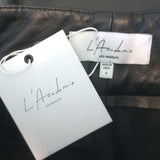 L'Academie Kathryn Pleated Leather Pants Black Size Small NEW