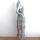 Zimmermann Tempest Frolic Ruffled Midi Dress Blue Floral Print Silk Size 1