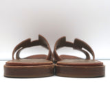 Hermes Oran Slide Sandals Brown Leather Size 38