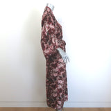 Stevie Howell Printed Silk Kimono Robe Burgundy/Light Pink One Size