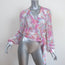 IRO Wrap Blouse Freddi Pink/White Printed Jacquard Size 34 Long Sleeve Top
