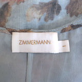 Zimmermann Tempest Frolic Ruffled Midi Dress Blue Floral Print Silk Size 1