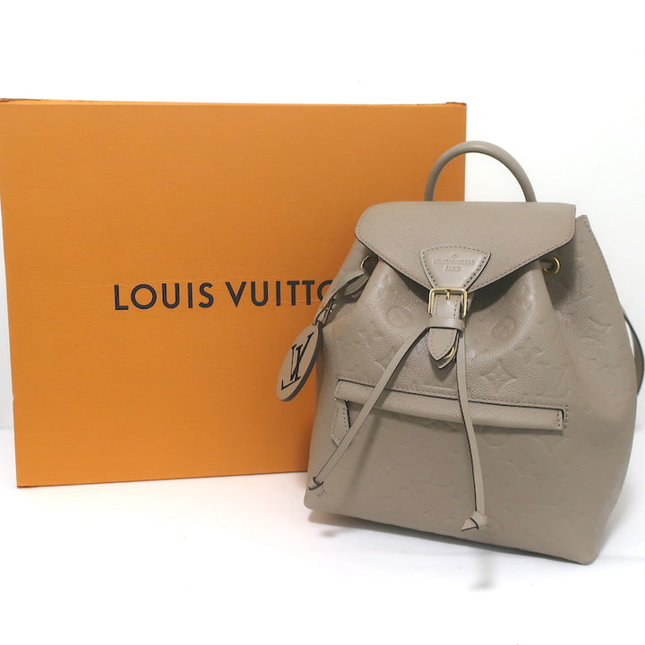 Louis Vuitton Montsouris PM Backpack Taupe Monogram Empreinte Leather NEW
