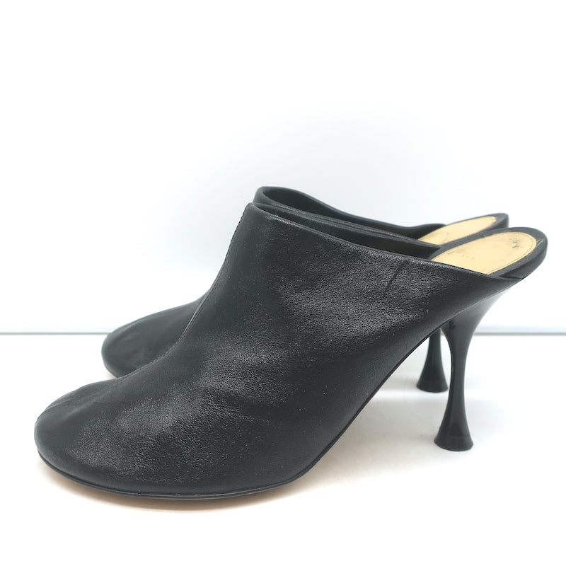 Bottega Veneta Dot Sock Mules Black Leather Size 36