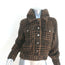 Veronica Beard Gabbi Houndstooth Hooded Jacket Brown Faux Fur Size Extra Small