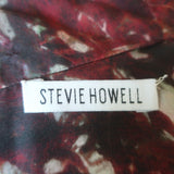 Stevie Howell Printed Silk Kimono Robe Burgundy/Light Pink One Size