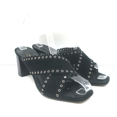 Saint Laurent Loulou Crisscross Sandals Black Grommet-Embellished Suede Size 38
