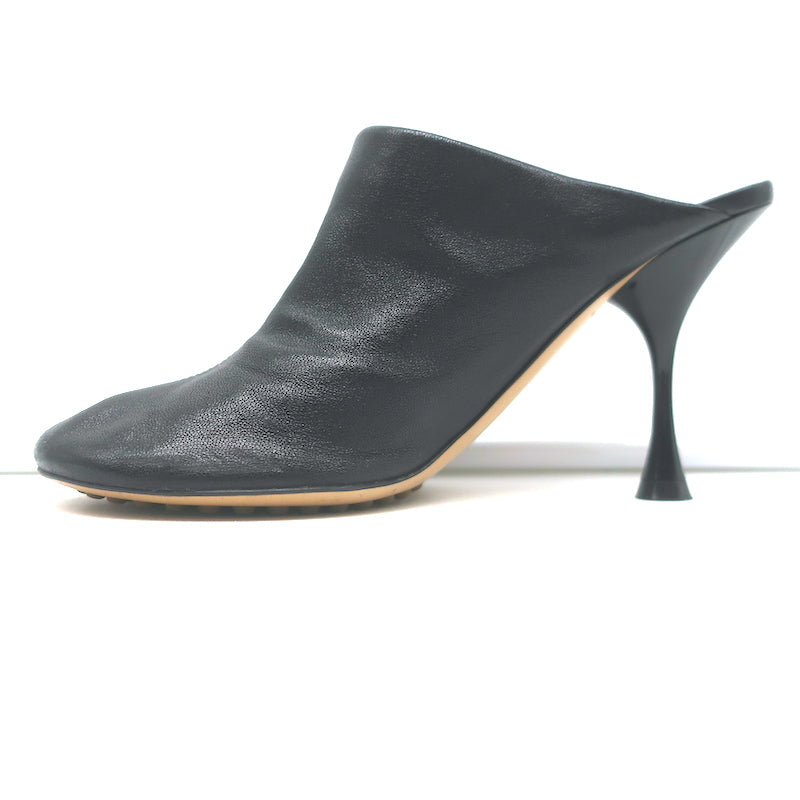 Bottega Veneta Dot Sock Mules Black Leather Size 36