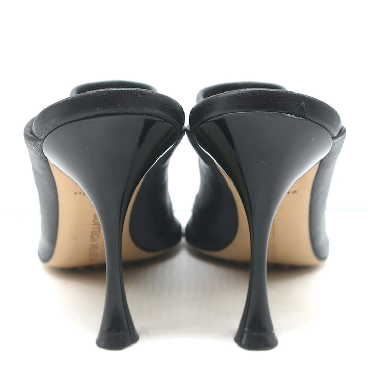 Bottega Veneta Dot Sock Mules Black Leather Size 36