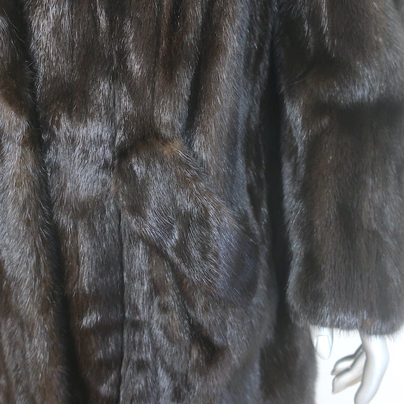 Vintage Ralph Lauren Mink Fur Double Breasted Coat Dark Brown Size 8/10