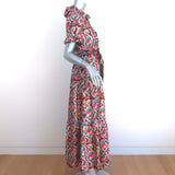 La DoubleJ Long and Sassy Dress Matisse Print Silk Twill Size Medium Tiered Maxi