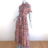 La DoubleJ Long and Sassy Dress Matisse Print Silk Twill Size Medium Tiered Maxi