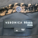 Veronica Beard Gabbi Houndstooth Hooded Jacket Brown Faux Fur Size Extra Small