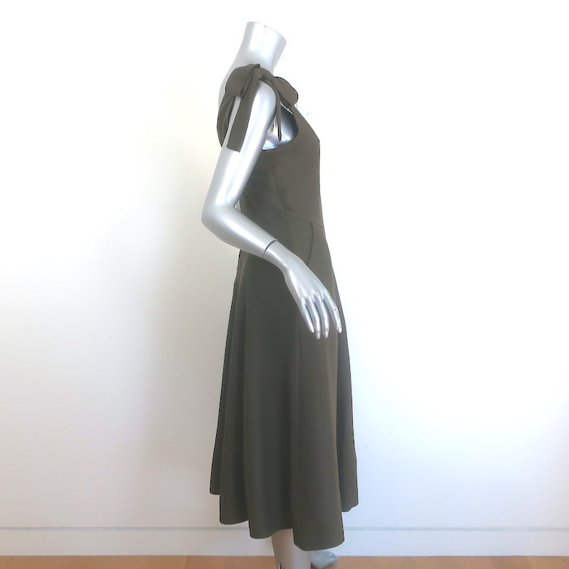 Ulla Johnson Lana Tie-Strap Midi Dress Army Green Twill Size 4