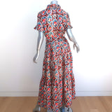 La DoubleJ Long and Sassy Dress Matisse Print Silk Twill Size Medium Tiered Maxi