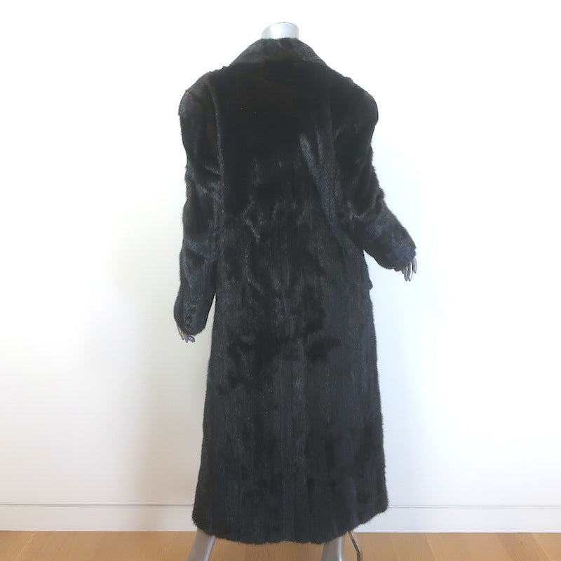 Vintage Ralph Lauren Mink Fur Double Breasted Coat Dark Brown Size 8/10