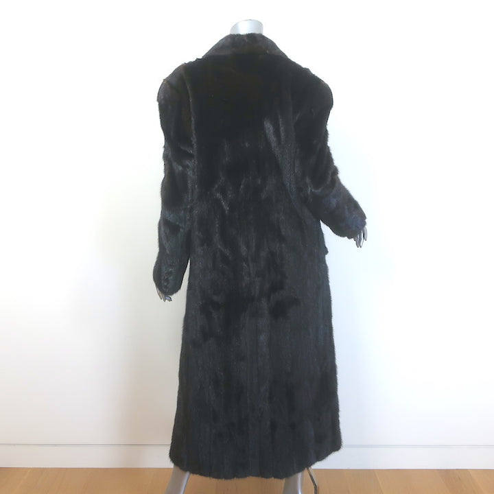 Vintage Ralph Lauren Mink Fur Double Breasted Coat Dark Brown Size 8/10