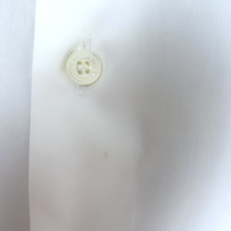 WOERA Striped-Cuff Button Down Shirt White Cotton Poplin Size 0 Long Sleeve Top