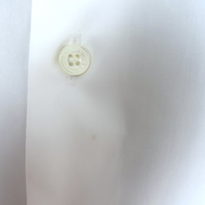 WOERA Striped-Cuff Button Down Shirt White Cotton Poplin Size 0 Long Sleeve Top