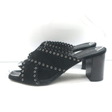 Saint Laurent Loulou Crisscross Sandals Black Grommet-Embellished Suede Size 38