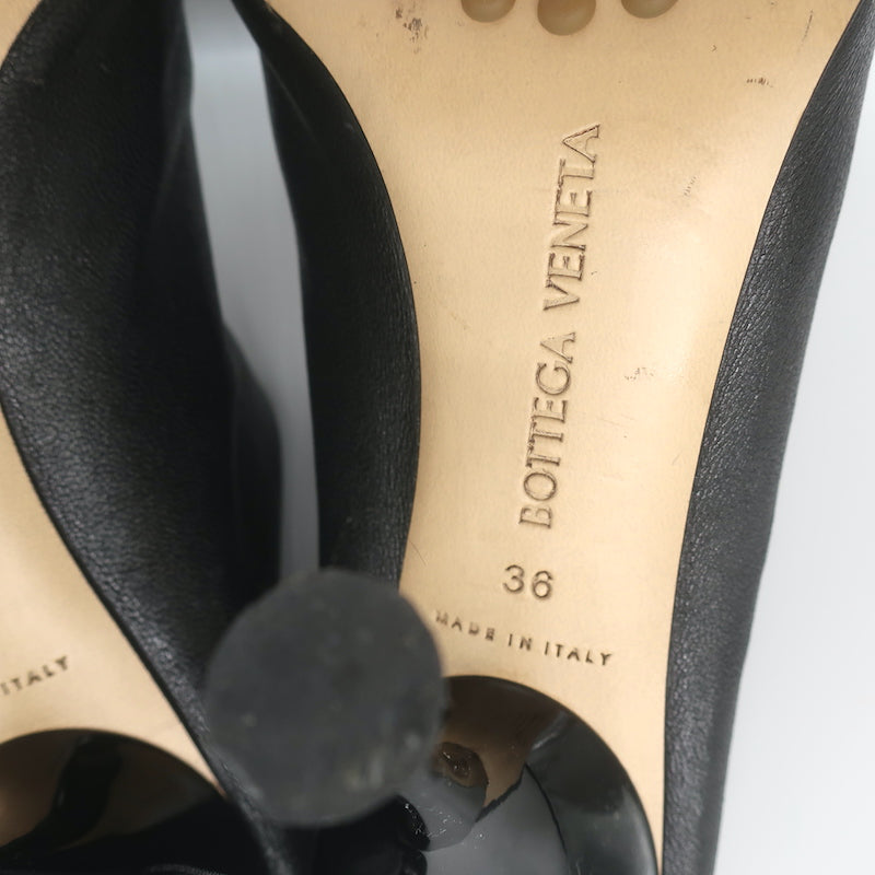 Bottega Veneta Dot Sock Mules Black Leather Size 36