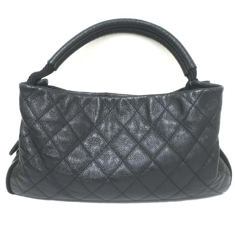 Chanel 2009 Yacht Expandable Zip Medium Hobo Bag Black Quilted Caviar Leather