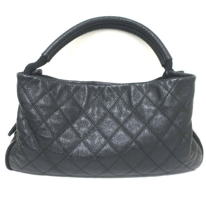 Chanel 2009 Yacht Expandable Zip Medium Hobo Bag Black Quilted Caviar Leather