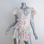 LoveShackFancy Audette Ruffled Mini Dress White/Multi Floral Print Size Petite