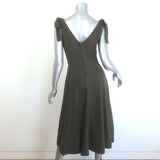 Ulla Johnson Lana Tie-Strap Midi Dress Army Green Twill Size 4