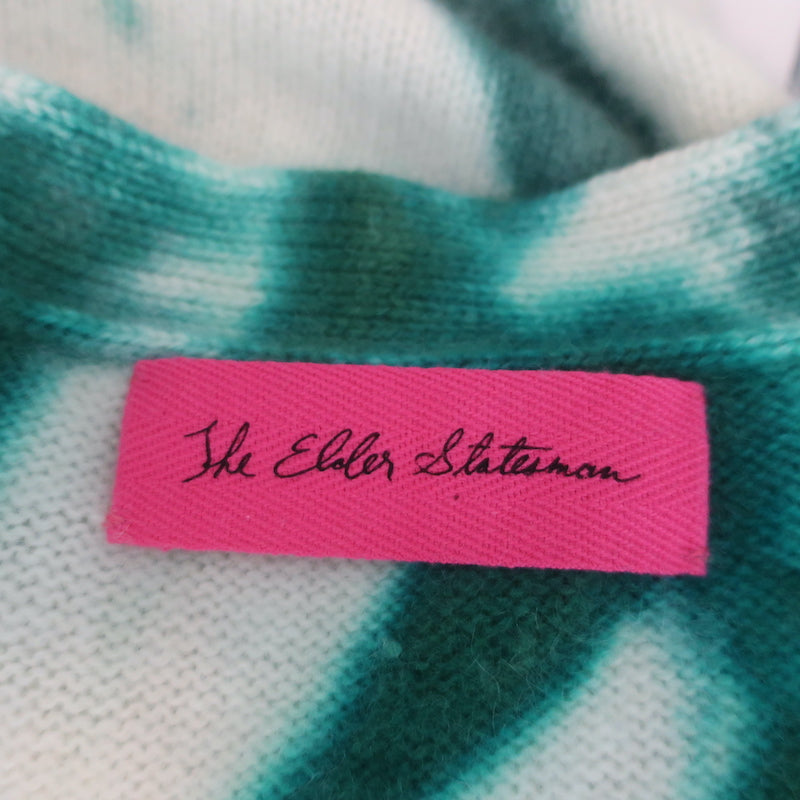 The Elder Statesman Swirl Tie Dye Cashmere Cardigan Green/Cream Size Small