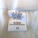 A.L.C. Diego High Waisted Pants White Stretch Linen Size 12 NEW