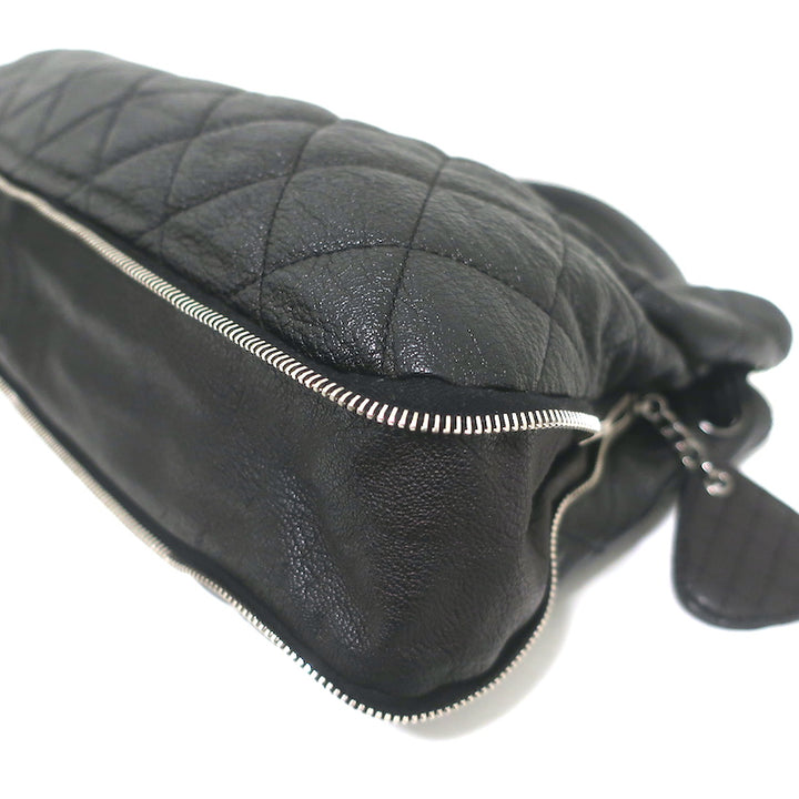 Chanel 2009 Yacht Expandable Zip Medium Hobo Bag Black Quilted Caviar Leather