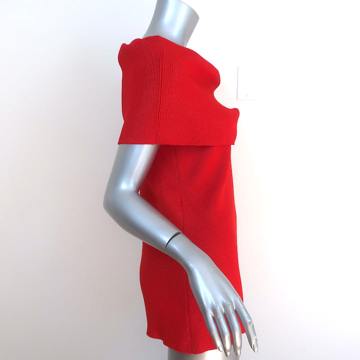 Monse Asymmetric Draped Top Red Stretch Knit Size Medium