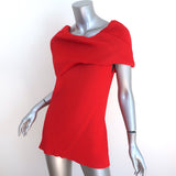 Monse Asymmetric Draped Top Red Stretch Knit Size Medium