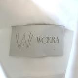 WOERA Striped-Cuff Button Down Shirt White Cotton Poplin Size 0 Long Sleeve Top