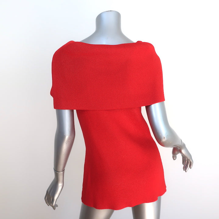 Monse Asymmetric Draped Top Red Stretch Knit Size Medium
